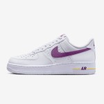 Nike Air Force 1 Low EMB 'Bold Berry' - Vibrant White Sneakers with Purple & Yellow Details Nike Air Force 1 Low EMB 'Bold Berry' - White Sneakers with Purple Swoosh and Yellow Accents