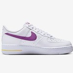 Nike Air Force 1 Low EMB 'Bold Berry' - Vibrant White Sneakers with Purple & Yellow Details Nike Air Force 1 Low EMB 'Bold Berry' - White Sneakers with Purple Swoosh and Yellow Accents