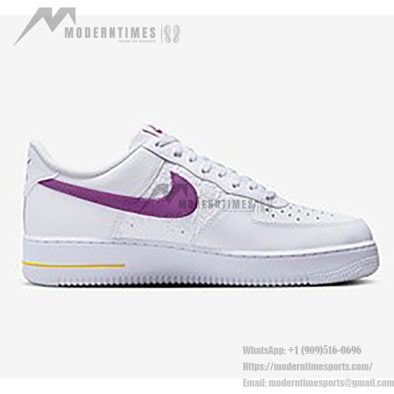 Nike Air Force 1 Low EMB 'Bold Berry' - Vibrant White Sneakers with Purple & Yellow Details Nike Air Force 1 Low EMB 'Bold Berry' - White Sneakers with Purple Swoosh and Yellow Accents