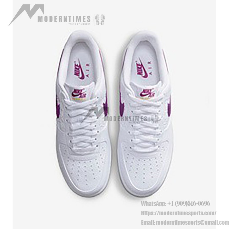 Nike Air Force 1 Low EMB 'Bold Berry' - Vibrant White Sneakers with Purple & Yellow Details Nike Air Force 1 Low EMB 'Bold Berry' - White Sneakers with Purple Swoosh and Yellow Accents