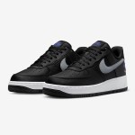 Nike Air Force 1 Low FD0666-001 ブラックレザースニーカー Nike Air Force 1 Low FD0666-001 - ブラックレザーのデュアルグレースウッシュ & ブルーアクセント付きスニーカー