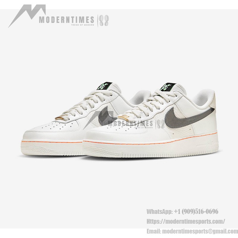 Nike Air Force 1 Low FN8892-191 - クリームスニーカーとブラックスウッシュ Nike Air Force 1 Low FN8892-191 - クリーム色のスニーカー、テクスチャードブラックスウッシュとオレンジアクセント