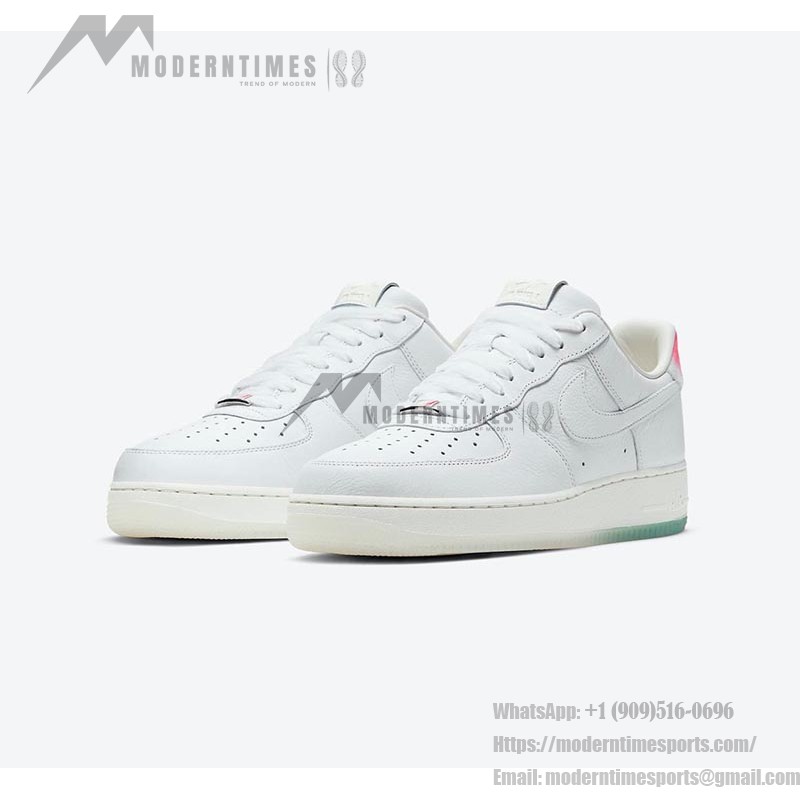 Nike Air Force 1 Low 'GOT 'EM' - ホワイトとピンクグラデーションスニーカー Nike Air Force 1 Low 'GOT 'EM' DC3287-111 - ピンクグラデーションヒール付きホワイトレザースニーカー