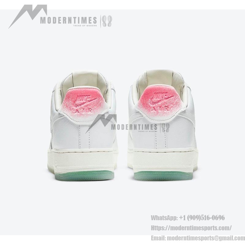 Nike Air Force 1 Low 'GOT 'EM' - ホワイトとピンクグラデーションスニーカー Nike Air Force 1 Low 'GOT 'EM' DC3287-111 - ピンクグラデーションヒール付きホワイトレザースニーカー