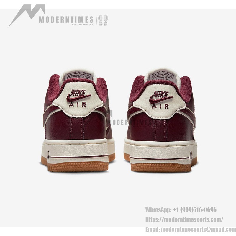 Nike Air Force 1 Low GS DQ5972-100 - スタイリッシュなクリーム&バーガンディスニーカー Nike Air Force 1 Low GS DQ5972-100 - ガムソール付きクリーム&バーガンディスニーカー
