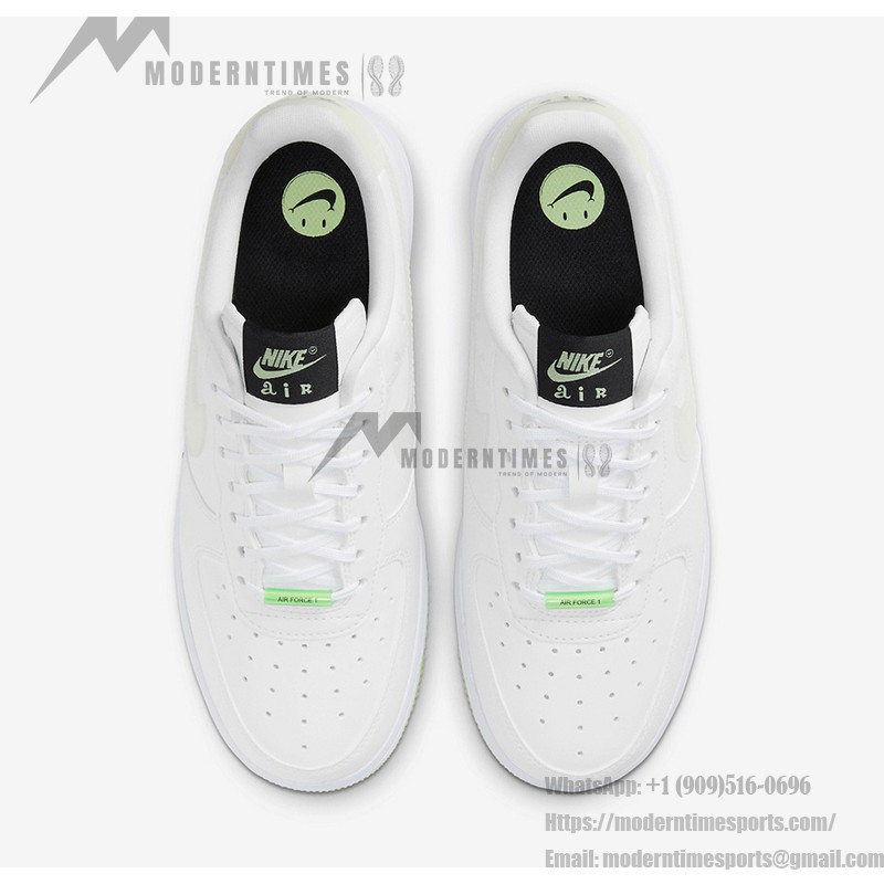 ナイキ エア フォース 1 ロー 'Have A Nike Day' - ホワイト & ネオングリーン ナイキ エア フォース 1 ロー 'Have A Nike Day' - 透明なスウッシュとネオングリーンソールを備えたホワイトスニーカー
