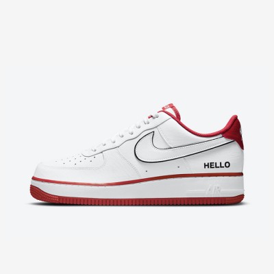 ナイキ エア フォース 1 ロー 'Hello' - レッドアクセントとユニークなHelloブランディングが特徴のホワイトスニーカー | CZ0327-100