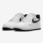 ナイキ エア フォース 1 ロー "Just Do It" - 白 ブラック & レッドのディテール ナイキ エア フォース 1 ロー "Just Do It" 白のスニーカー ブラックとレッドのディテール