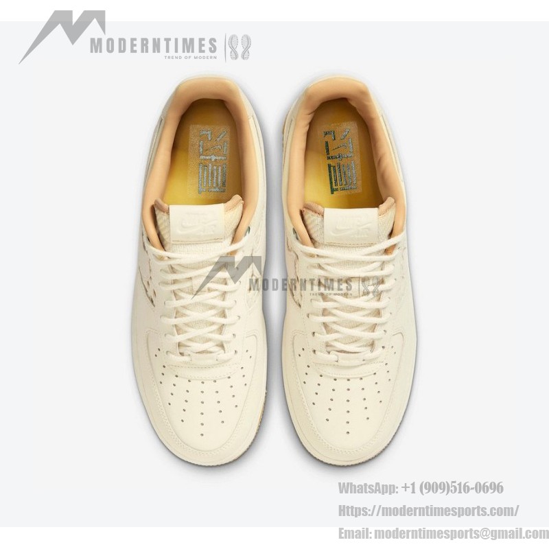 Nike Air Force 1 Low "NAI-KE" FN0369-101 - レトロな編み込みデザイン Nike Air Force 1 Low "NAI-KE" FN0369-101 - 編み込みパネル付きクリームレザー
