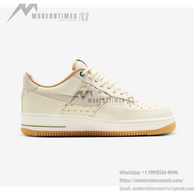 Nike Air Force 1 Low "NAI-KE" FN0369-101 - レトロな編み込みデザイン Nike Air Force 1 Low "NAI-KE" FN0369-101 - 編み込みパネル付きクリームレザー