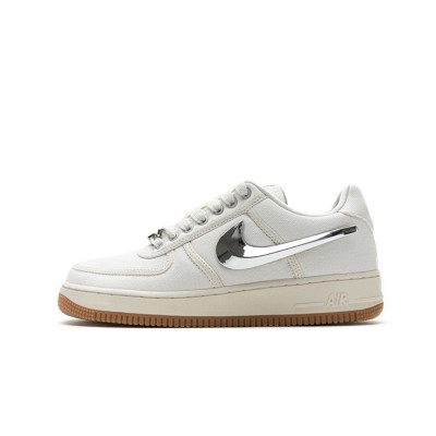 Nike Air Force 1 Low x Travis Scott 'Sail' AQ4211-100 - 取り外し可能なシルバースウッシュ ロートップコラボスニーカー