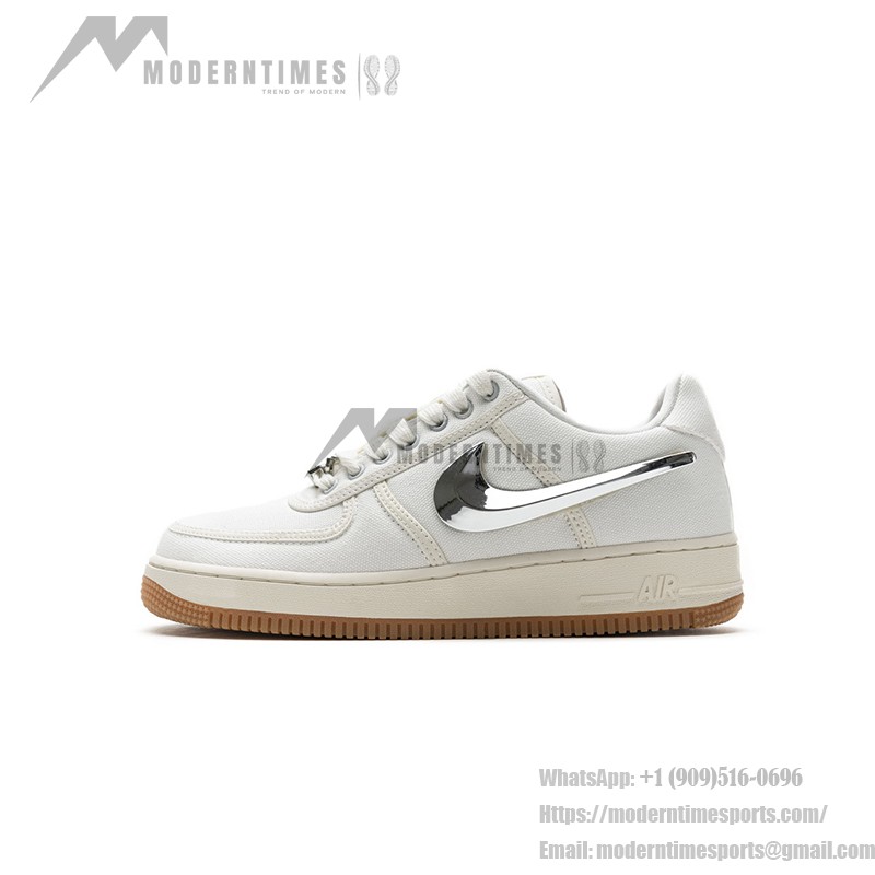 Nike Air Force 1 Low x Travis Scott 'Sail' - シルバースウッシュキャンバススニーカー Nike Air Force 1 Low x Travis Scott 'Sail' AQ4211-100 - 取り外し可能なシルバースウッシュ付きキャンバススニーカー