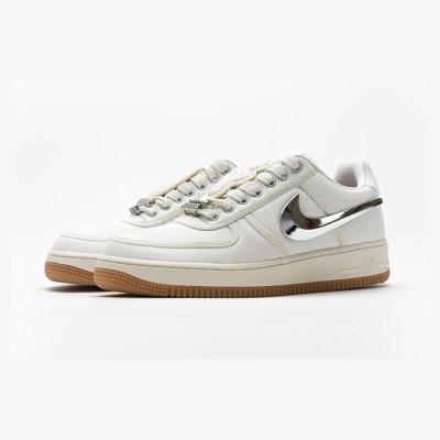 Nike Air Force 1 Low x Travis Scott 'Sail' AQ4211-100 - 取り外し可能なシルバースウッシュ ロートップコラボスニーカー