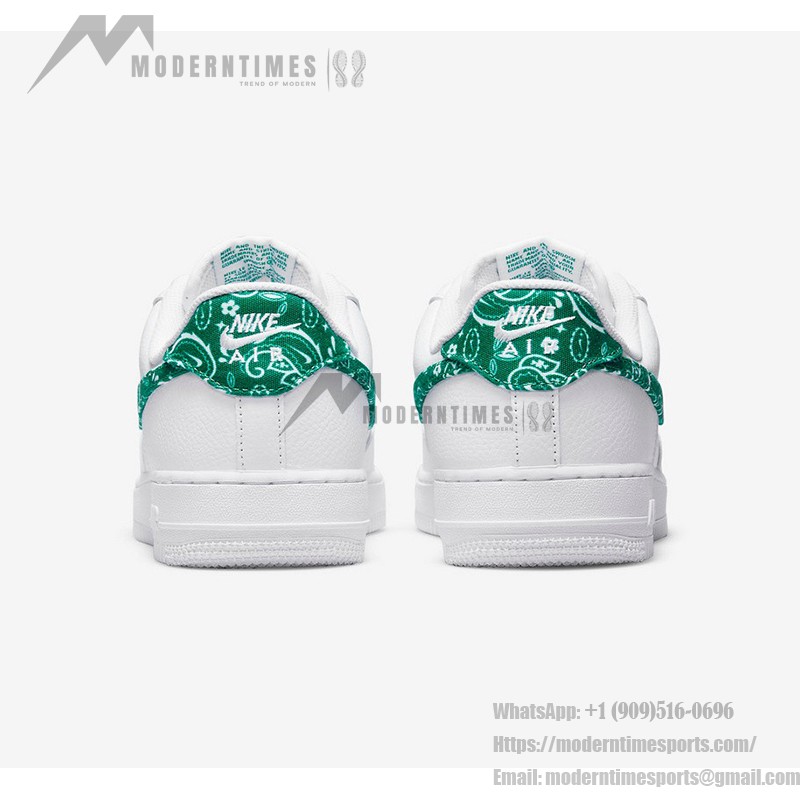 ナイキ エア フォース 1 ロー WMNS "Green Paisley" - ホワイト&グリーンペイズリーアクセント ナイキ エア フォース 1 ロー WMNS "Green Paisley" DH4406-102 - ホワイトとグリーンのペイズリーディテールスニーカー