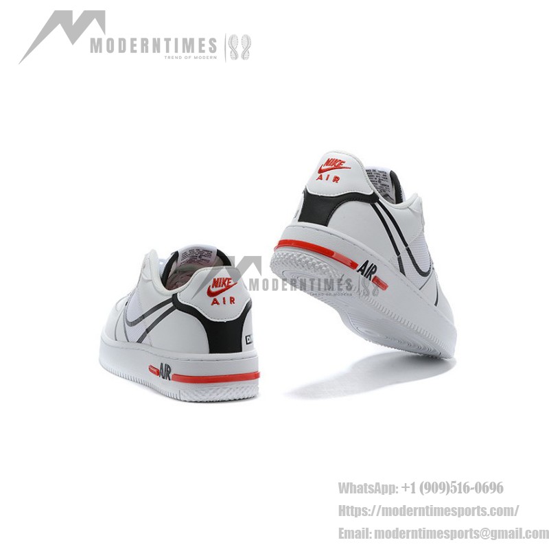 ナイキ エア フォース 1 リアクト "White/Black/Red" - スタイリッシュで快適なスニーカー ナイキ エア フォース 1 リアクト "White/Black/Red" CD4366-100 ホワイトスニーカー ブラックとレッドのディテール付き