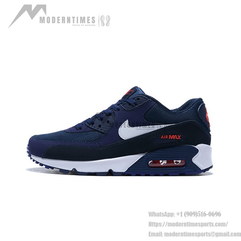 Nike Air Max 90 AJ1285-403 - アイコニックなデザインと快適性 Nike Air Max 90 AJ1285-403 - ディープネイビーとホワイトスウッシュ&レッドアクセント