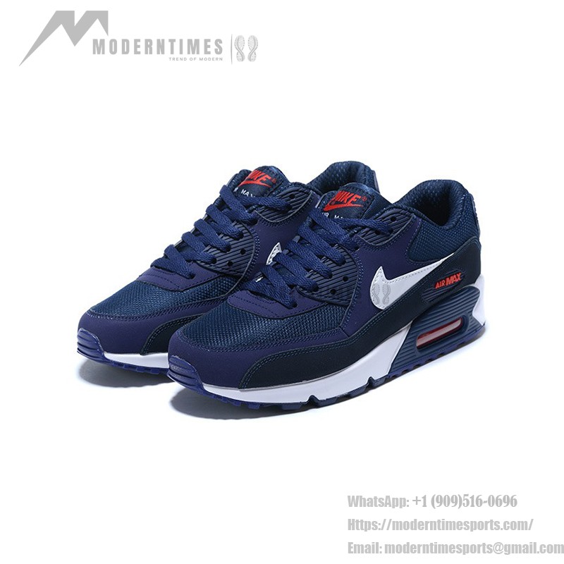 Nike Air Max 90 AJ1285-403 - アイコニックなデザインと快適性 Nike Air Max 90 AJ1285-403 - ディープネイビーとホワイトスウッシュ&レッドアクセント