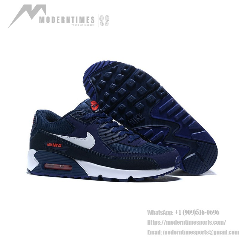 Nike Air Max 90 AJ1285-403 - アイコニックなデザインと快適性 Nike Air Max 90 AJ1285-403 - ディープネイビーとホワイトスウッシュ&レッドアクセント