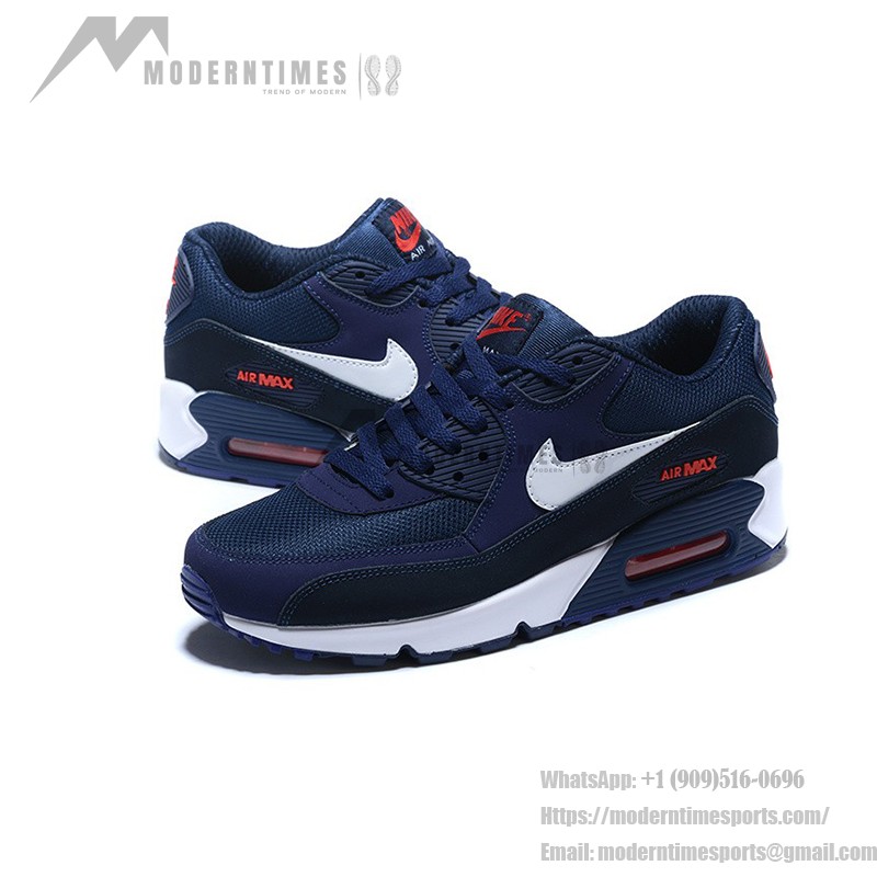 Nike Air Max 90 AJ1285-403 - アイコニックなデザインと快適性 Nike Air Max 90 AJ1285-403 - ディープネイビーとホワイトスウッシュ&レッドアクセント