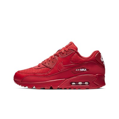 Nike Air Max 90 AJ1285-602 - テクスチャ仕上げのオールレッドスニーカー | 大胆なスタイル＆毎日の快適さ