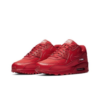 Nike Air Max 90 AJ1285-602 - テクスチャ仕上げのオールレッドスニーカー | 大胆なスタイル＆毎日の快適さ