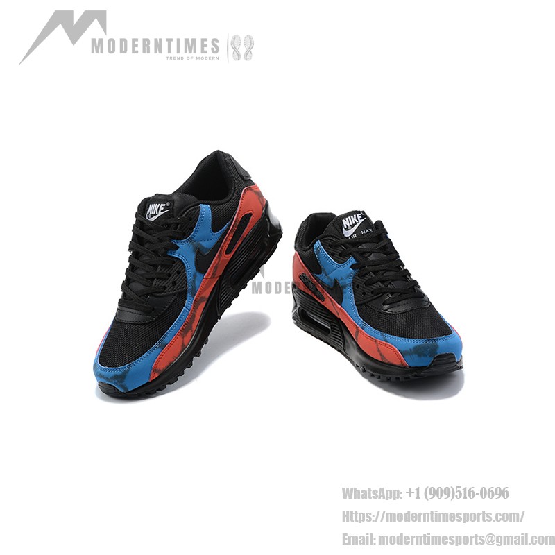 Nike Air Max 90 DJ6888-001 - タイダイデザインのブラックスニーカー Nike Air Max 90 DJ6888-001 - レッドとブルーのタイダイオーバーレイを施したブラックスニーカー