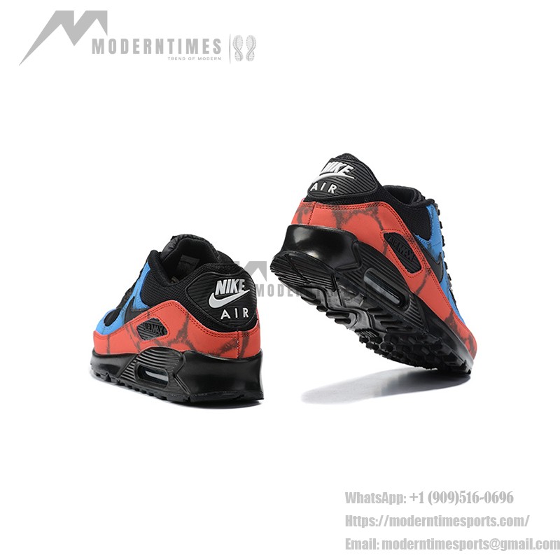 Nike Air Max 90 DJ6888-001 - タイダイデザインのブラックスニーカー Nike Air Max 90 DJ6888-001 - レッドとブルーのタイダイオーバーレイを施したブラックスニーカー