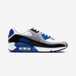 Nike Air Max 90 CD0881-102 - スタイリッシュなホワイト、ブラック&ブルーのスニーカー Nike Air Max 90 CD0881-102 - ホワイト、ブラック&ブルーのスニーカーにグレーのオーバーレイ
