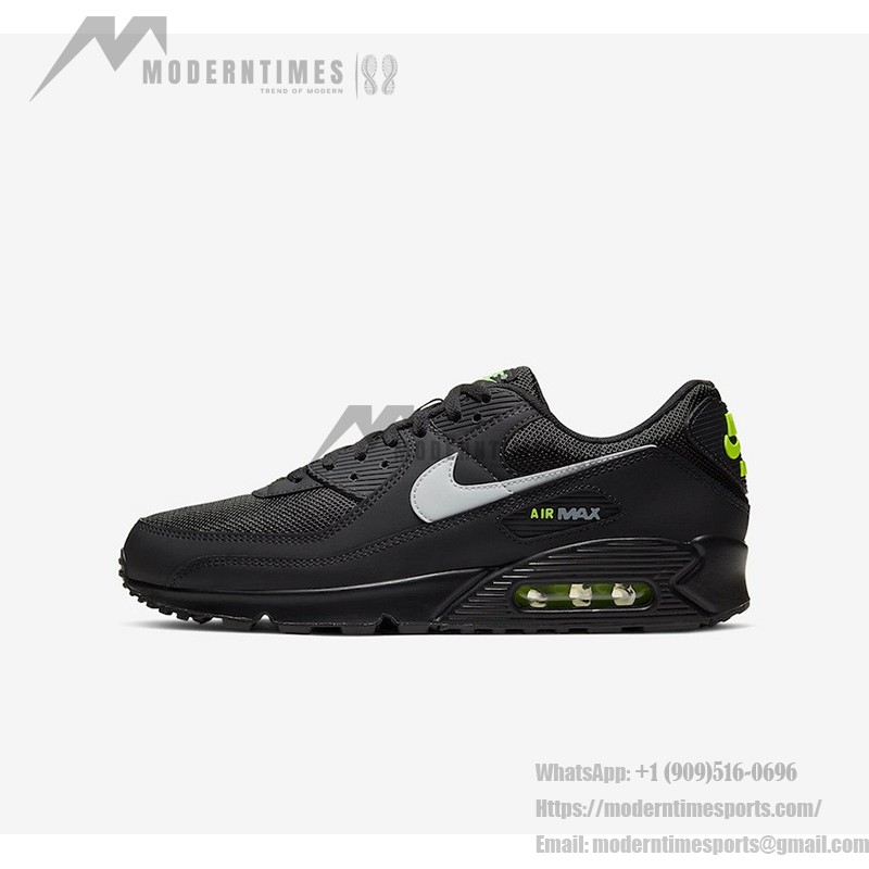 Nike Air Max 90 'ブラック/ボルトグリーン' CV1634-001 - Max Airクッショニングとスタイリッシュなデザイン Nike Air Max 90 'ブラック/ボルトグリーン' CV1634-001 - 大胆なブラックスニーカーとネオングリーンアクセント
