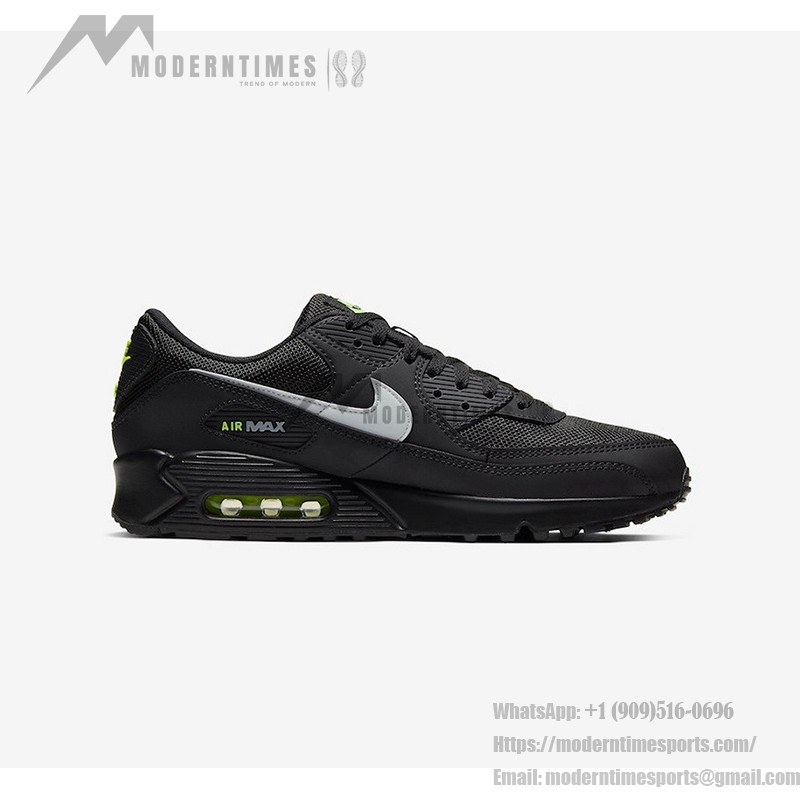 Nike Air Max 90 'ブラック/ボルトグリーン' CV1634-001 - Max Airクッショニングとスタイリッシュなデザイン Nike Air Max 90 'ブラック/ボルトグリーン' CV1634-001 - 大胆なブラックスニーカーとネオングリーンアクセント