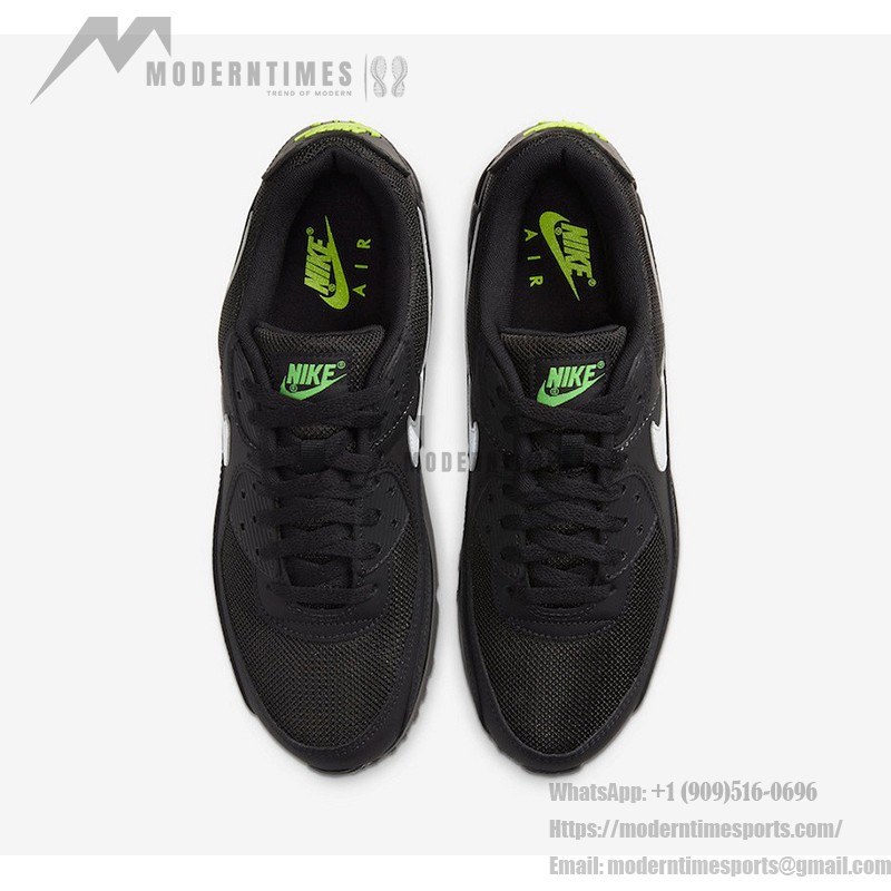 Nike Air Max 90 'ブラック/ボルトグリーン' CV1634-001 - Max Airクッショニングとスタイリッシュなデザイン Nike Air Max 90 'ブラック/ボルトグリーン' CV1634-001 - 大胆なブラックスニーカーとネオングリーンアクセント