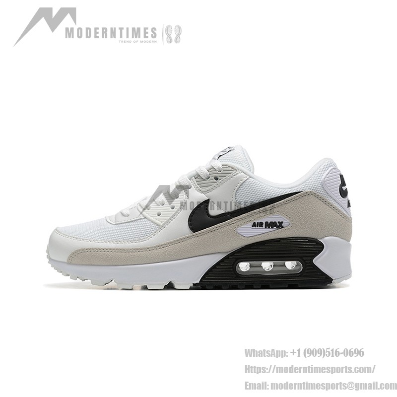 Nike Air Max 90 CW7483-100 - ホワイト&グレー スニーカー Nike Air Max 90 CW7483-100 - ホワイト&ライトグレー スニーカー ブラックスウッシュ付き