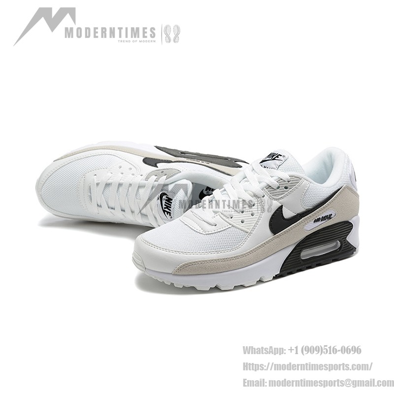 Nike Air Max 90 CW7483-100 - ホワイト&グレー スニーカー Nike Air Max 90 CW7483-100 - ホワイト&ライトグレー スニーカー ブラックスウッシュ付き