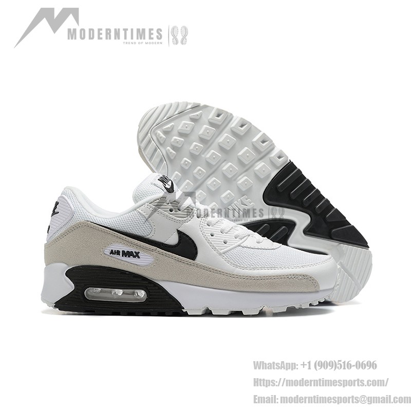 Nike Air Max 90 CW7483-100 - ホワイト&グレー スニーカー Nike Air Max 90 CW7483-100 - ホワイト&ライトグレー スニーカー ブラックスウッシュ付き