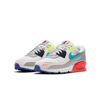 Nike Air Max 90 DA5562-001 - グレーのスニーカー、ティール・ネオングリーン・レッドアクセント | 大胆でモダンなデザインと日常の快適さ