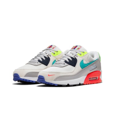 Nike Air Max 90 DA5562-001 - グレーのスニーカー、ティール・ネオングリーン・レッドアクセント | 大胆でモダンなデザインと日常の快適さ