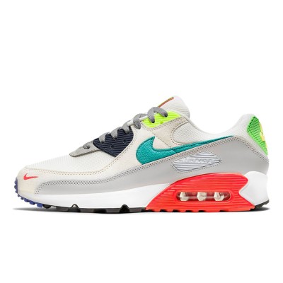 Nike Air Max 90 DA5562-001 - グレーのスニーカー、ティール・ネオングリーン・レッドアクセント | 大胆でモダンなデザインと日常の快適さ