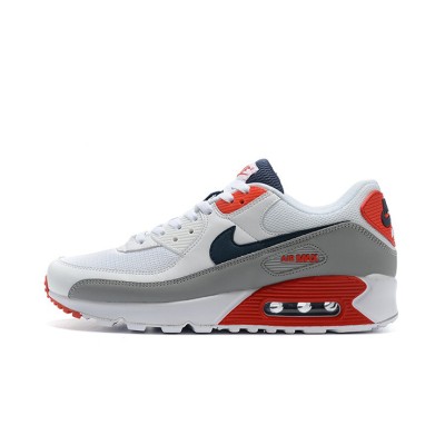 Nike Air Max 90 DB0625-101 - グレー、レッド、ネイビーアクセントが際立つホワイトスニーカー | タイムレスな快適さとスタイル