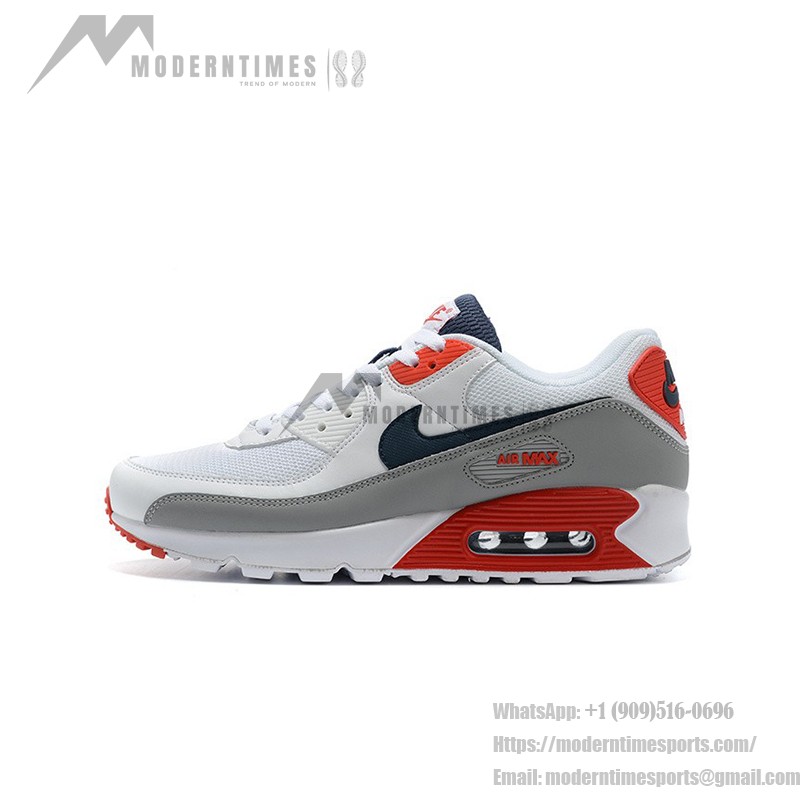 Nike Air Max 90 DB0625-101 - タイムレスで洗練されたホワイトスニーカー Nike Air Max 90 DB0625-101 - グレー、レッド、ネイビーアクセントが特徴のホワイトスニーカー