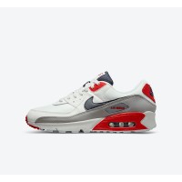 Nike Air Max 90 DB0625-101 - 白地に赤とネイビーアクセントのスニーカー | クラシックデザインと快適な履き心地