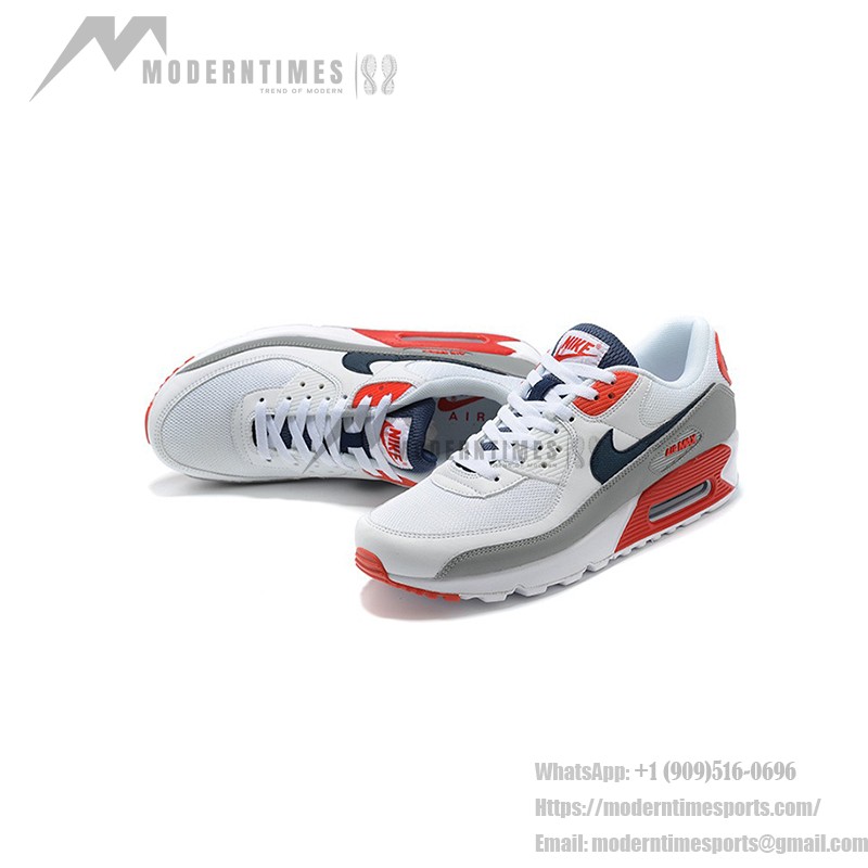 Nike Air Max 90 DB0625-101 - タイムレスで洗練されたホワイトスニーカー Nike Air Max 90 DB0625-101 - グレー、レッド、ネイビーアクセントが特徴のホワイトスニーカー
