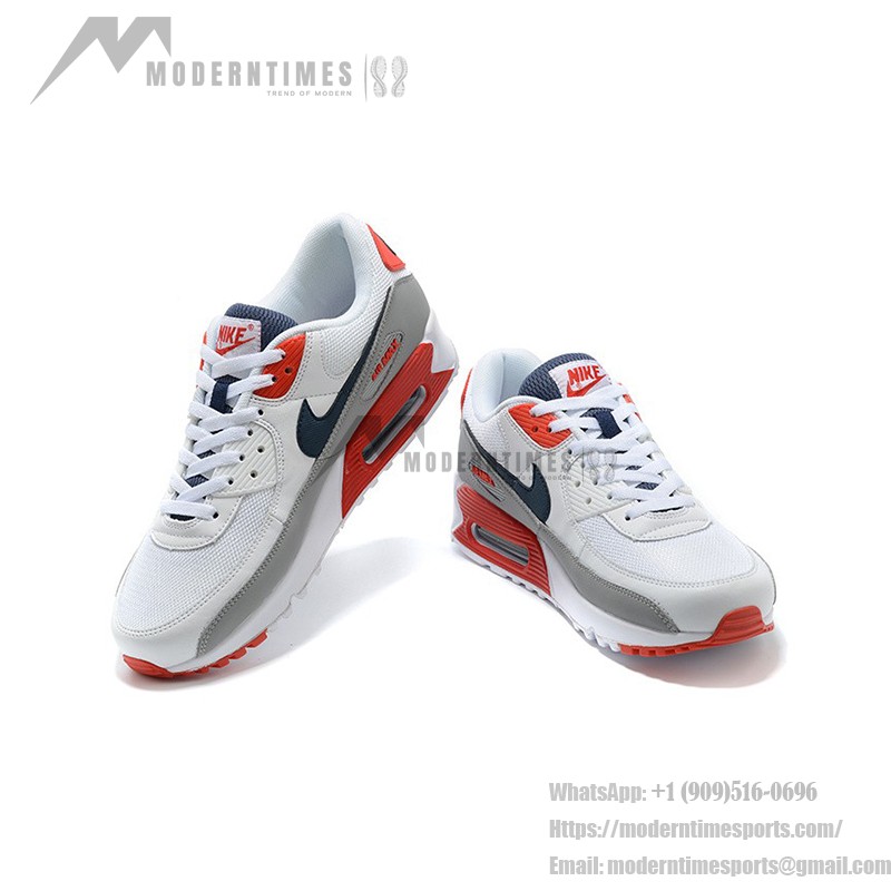 Nike Air Max 90 DB0625-101 - タイムレスで洗練されたホワイトスニーカー Nike Air Max 90 DB0625-101 - グレー、レッド、ネイビーアクセントが特徴のホワイトスニーカー
