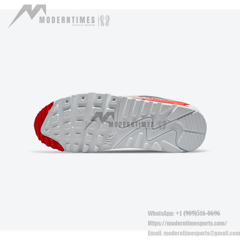 Nike Air Max 90 DB0625-101 ホワイト&ネイビースニーカー Nike Air Max 90 DB0625-101、ホワイトスニーカー(赤とネイビーのアクセント付き)