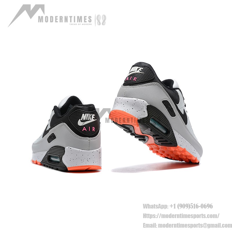 Nike Air Max 90 DC9845-100 - グレー、ブラック&オレンジのスニーカー Nike Air Max 90 DC9845-100 - グレー、ブラック&オレンジのスニーカー、斑点模様のミッドソール付き