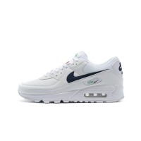 Nike Air Max 90 DH1316-101 - ネイビー＆グリーンアクセントが際立つクリーンなホワイトスニーカー | タイムレスな快適さとモダンなスタイル