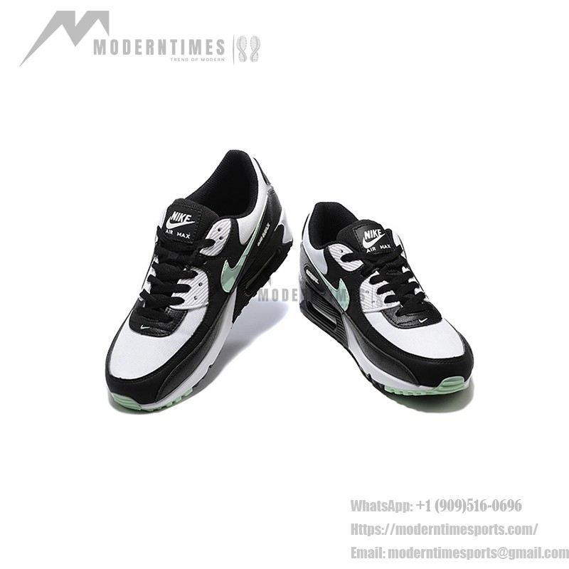 Nike Air Max 90 DH4619-100 - フレッシュなスタイルとクラシックな快適さ Nike Air Max 90 DH4619-100 - ブラック&ホワイトスニーカー、ミントグリーンスウッシュ付き