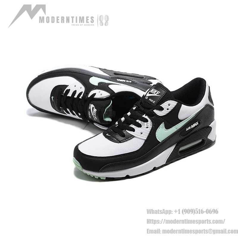 Nike Air Max 90 DH4619-100 - フレッシュなスタイルとクラシックな快適さ Nike Air Max 90 DH4619-100 - ブラック&ホワイトスニーカー、ミントグリーンスウッシュ付き