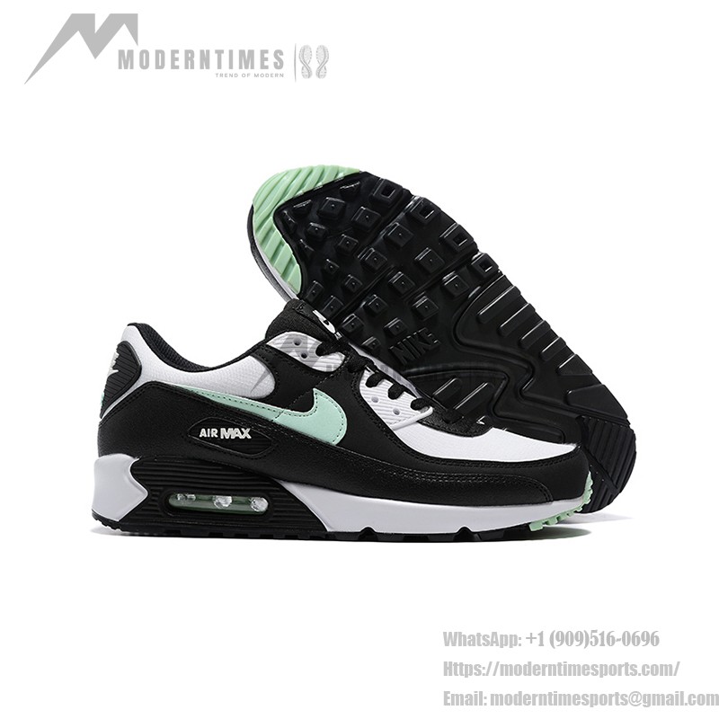 Nike Air Max 90 DH4619-100 - フレッシュなスタイルとクラシックな快適さ Nike Air Max 90 DH4619-100 - ブラック&ホワイトスニーカー、ミントグリーンスウッシュ付き