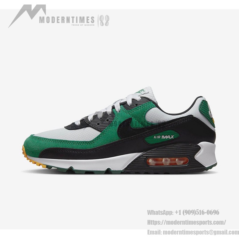 Nike Air Max 90 DM0029-004 - スタイリッシュなグリーン&ブラックスニーカー Nike Air Max 90 DM0029-004 - グリーン&ブラックのスニーカー、ホワイトディテール付き