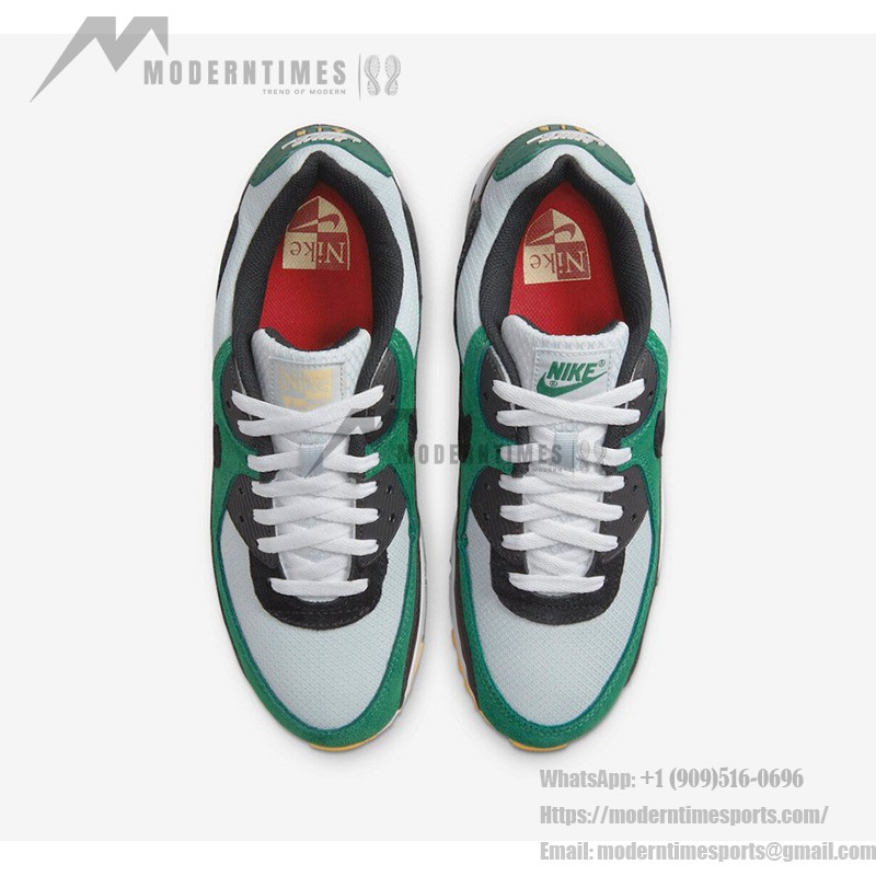 Nike Air Max 90 DM0029-004 - スタイリッシュなグリーン&ブラックスニーカー Nike Air Max 90 DM0029-004 - グリーン&ブラックのスニーカー、ホワイトディテール付き
